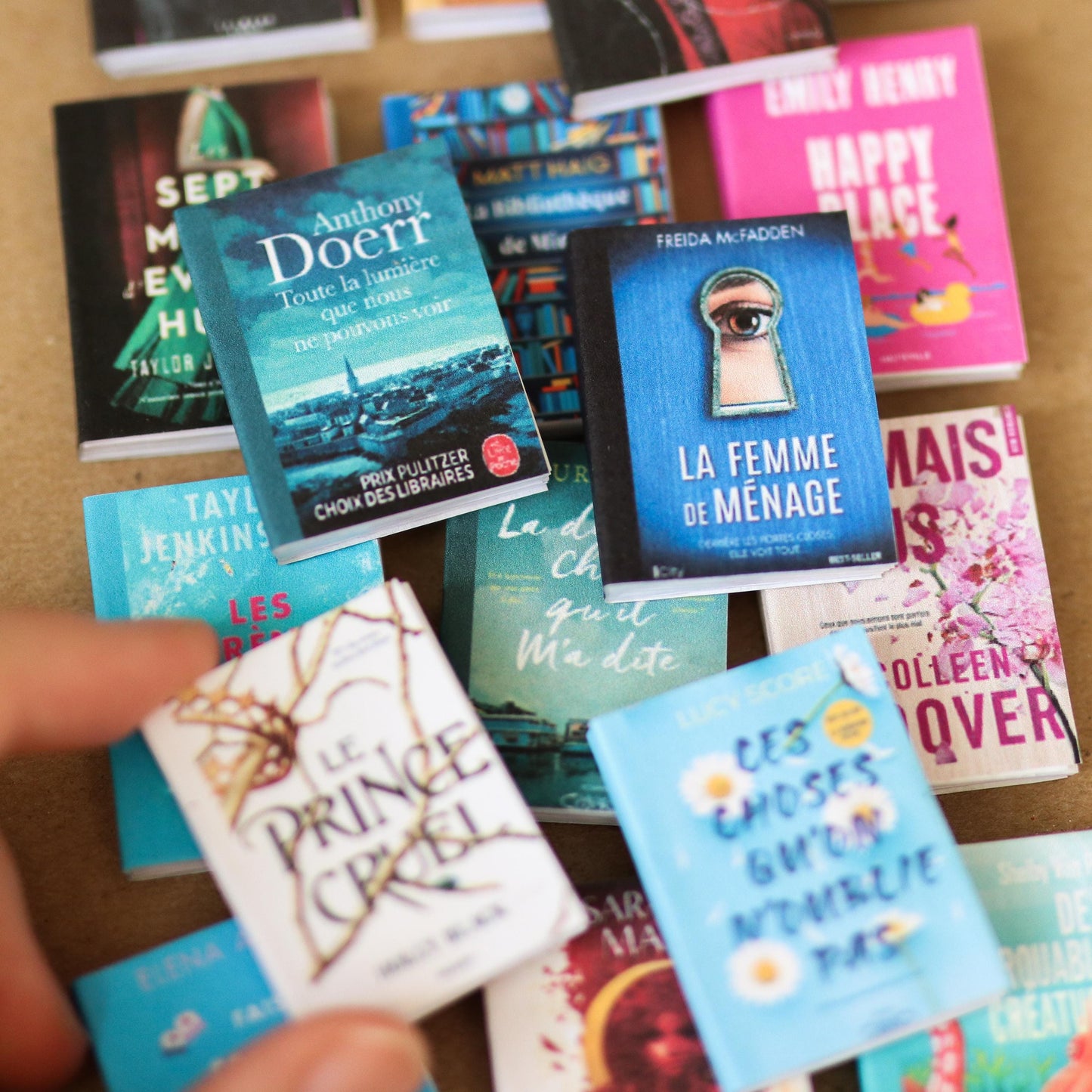 Mini-livres PERSONNALISÉS faits à la main | Français livres de pots TBR miniatures, livres minuscules et personnalisables, maison de poupée