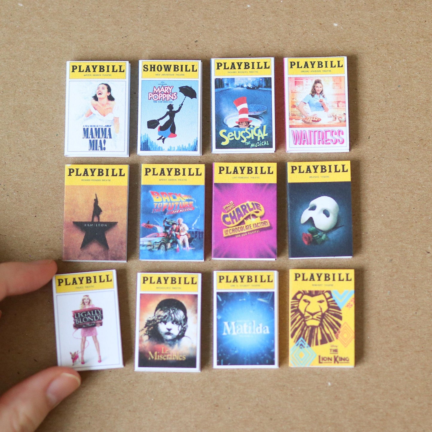 Handmade CUSTOM MINI Playbills | broadway, theatre, Miniature, tiny books, customizable, small dollhouse, choose your own,