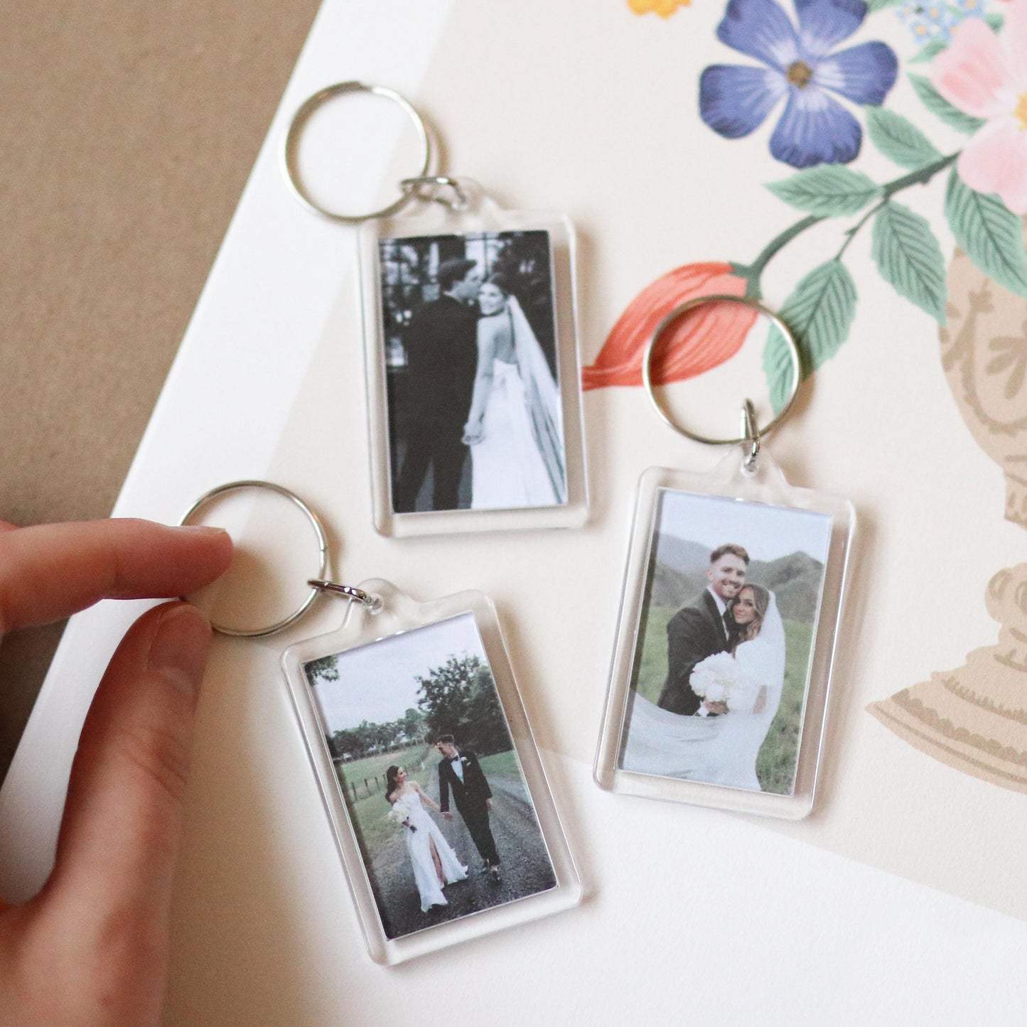 CUSTOM Wedding Photo Keychains | wedding, anniversary gift, cute, mrs mr, bridal gift, couple, custom gift idea, choose your own, photo gift