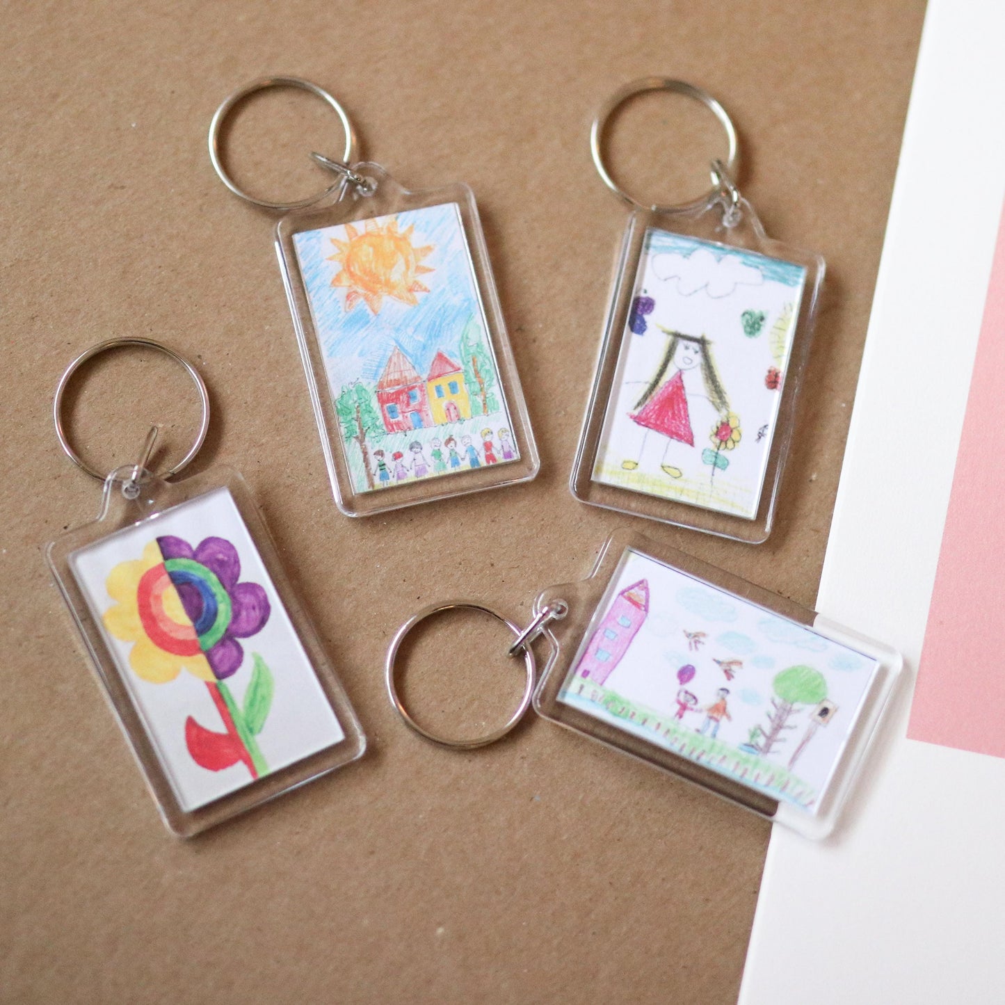 CUSTOM Kids' Artwork Keychains | sentimental, nostalgic, keepsake cute, custom gift idea, choose your own, photo gift, mom, mothers day, dad