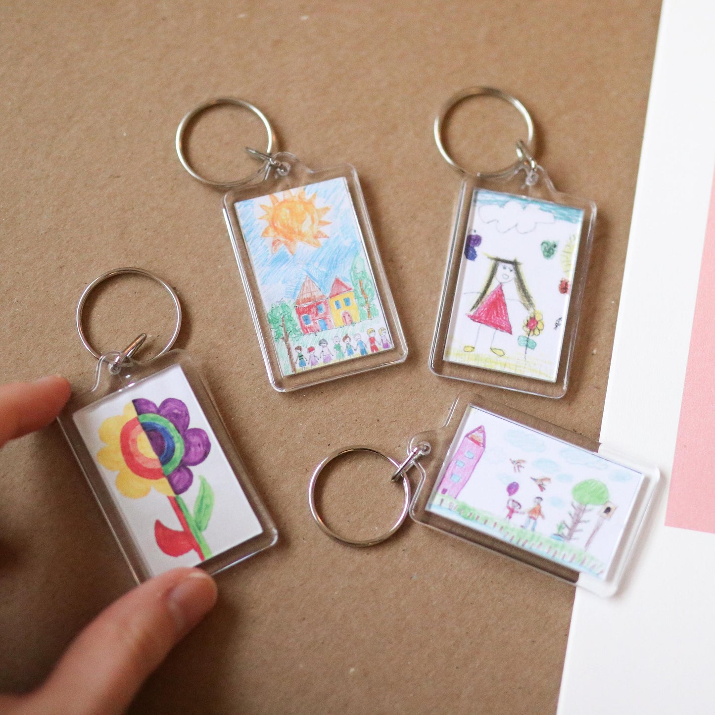CUSTOM Kids' Artwork Keychains | sentimental, nostalgic, keepsake cute, custom gift idea, choose your own, photo gift, mom, mothers day, dad