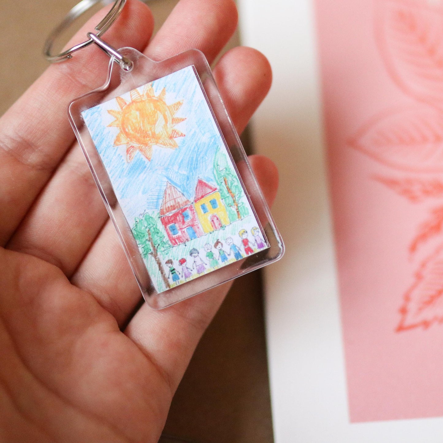 CUSTOM Kids' Artwork Keychains | sentimental, nostalgic, keepsake cute, custom gift idea, choose your own, photo gift, mom, mothers day, dad