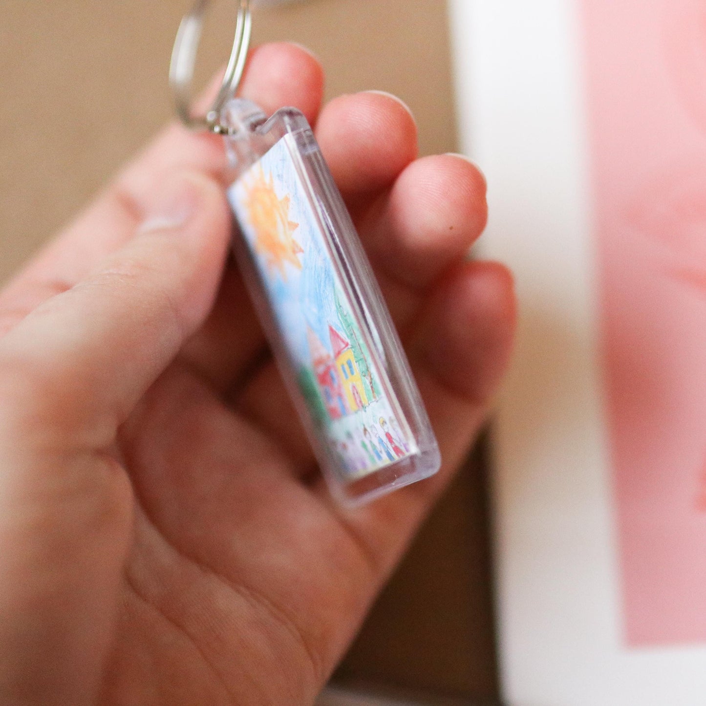CUSTOM Kids' Artwork Keychains | sentimental, nostalgic, keepsake cute, custom gift idea, choose your own, photo gift, mom, mothers day, dad