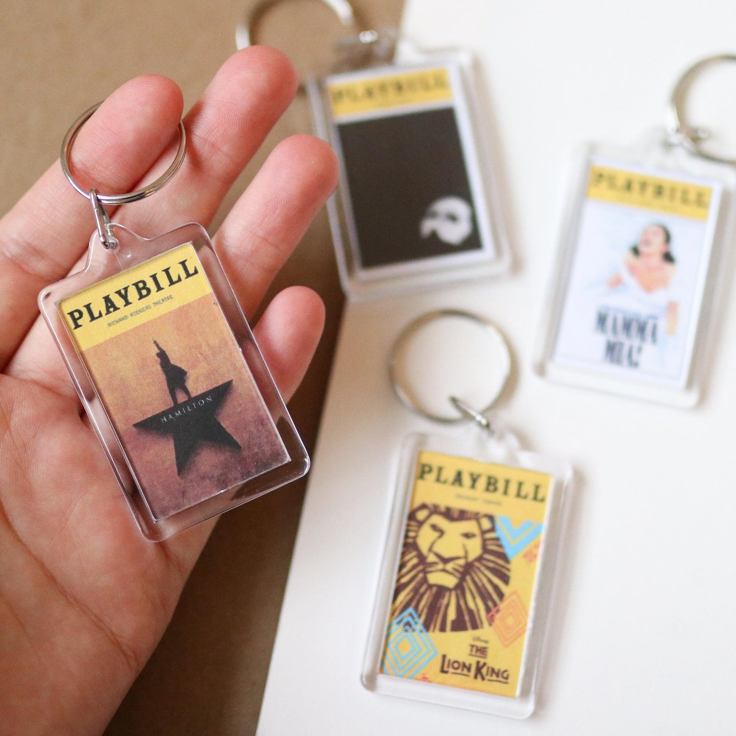 CUSTOM Theatre Keychain | choose your own, custom gift idea, theatre kid, broad way, poster, new york, performance bill play