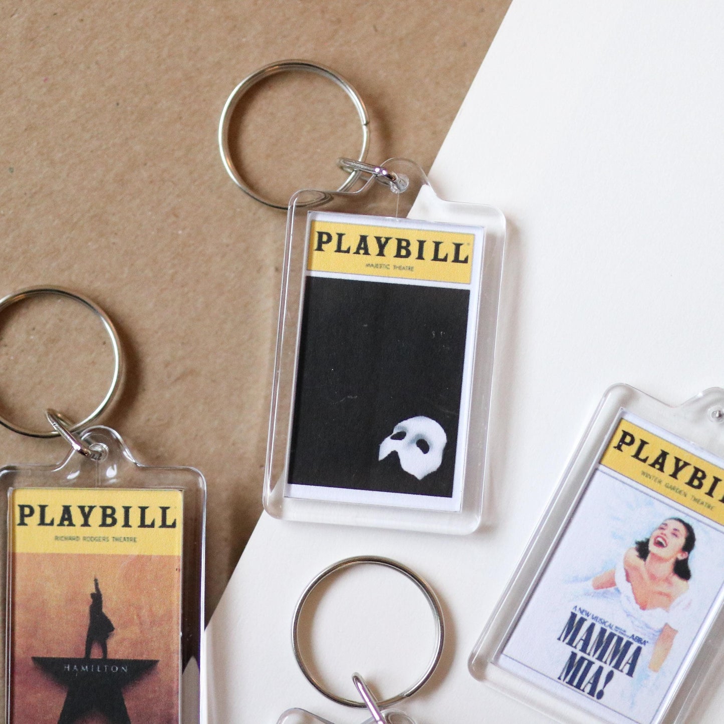 CUSTOM Theatre Keychain | choose your own, custom gift idea, theatre kid, broad way, poster, new york, performance bill play