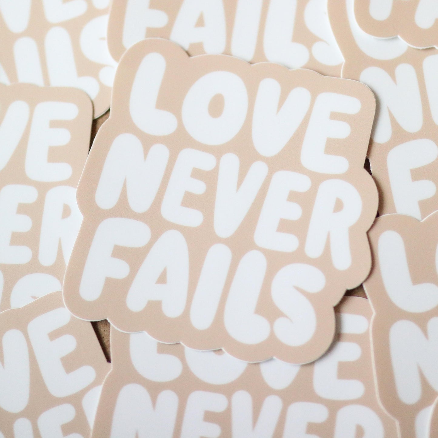 Love Never Fails Sticker | gift idea, laptop decal planner, Waterproof Hydro flask, Christian, Bible, Bible verse