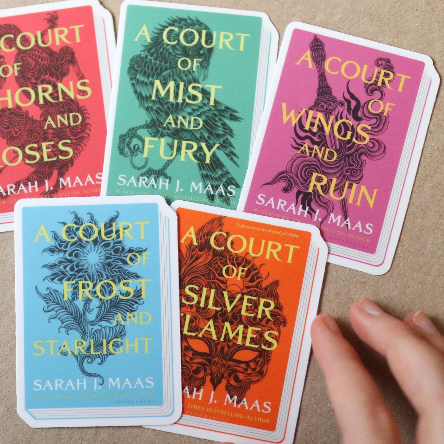 ACOTAR Book Series Stickers (set of 5 stickers) | a court of thorns and roses gift waterproof, reader bookworm aesthetic fantasy sara j maas