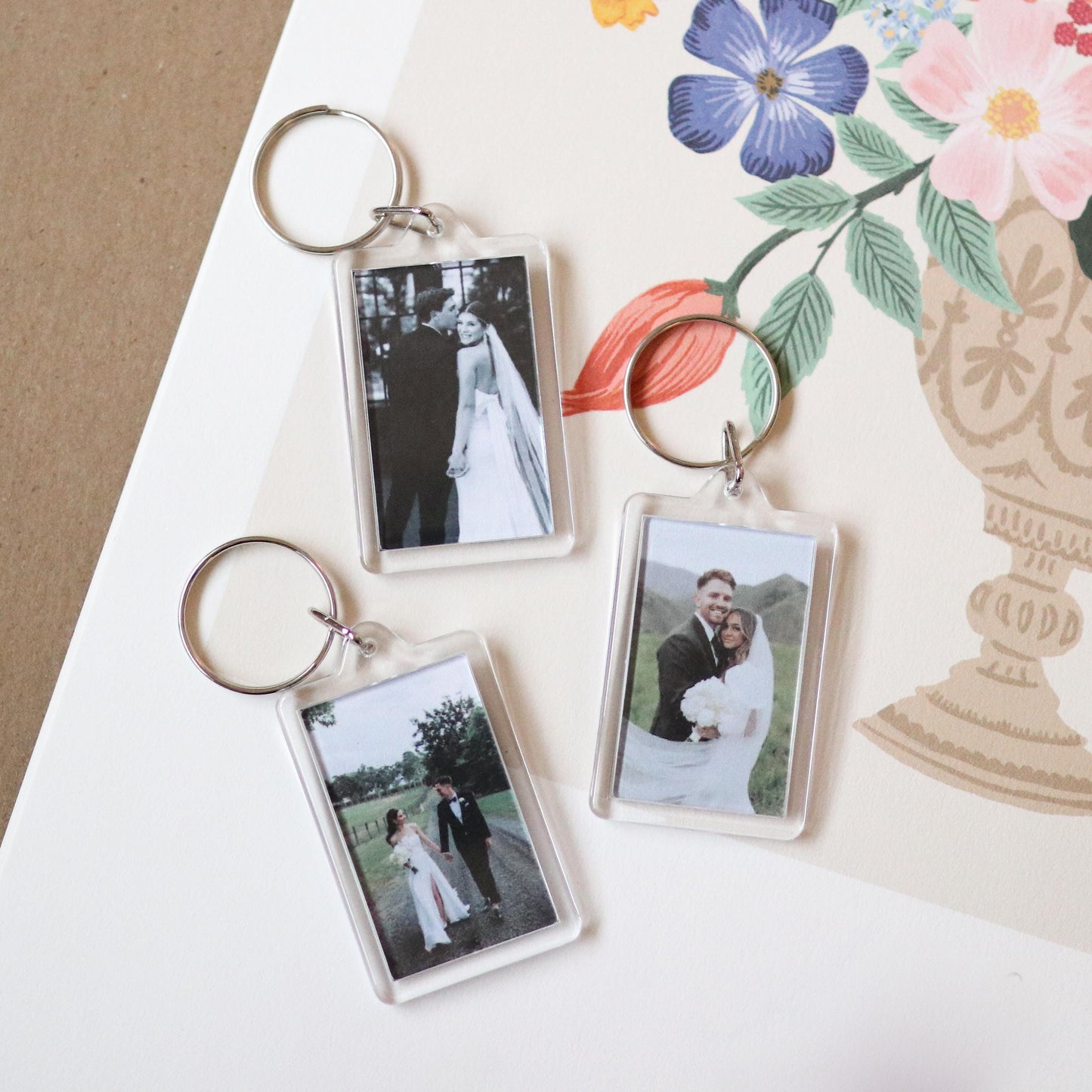 CUSTOM Wedding Photo Keychains | wedding, anniversary gift, cute, mrs mr, bridal gift, couple, custom gift idea, choose your own, photo gift