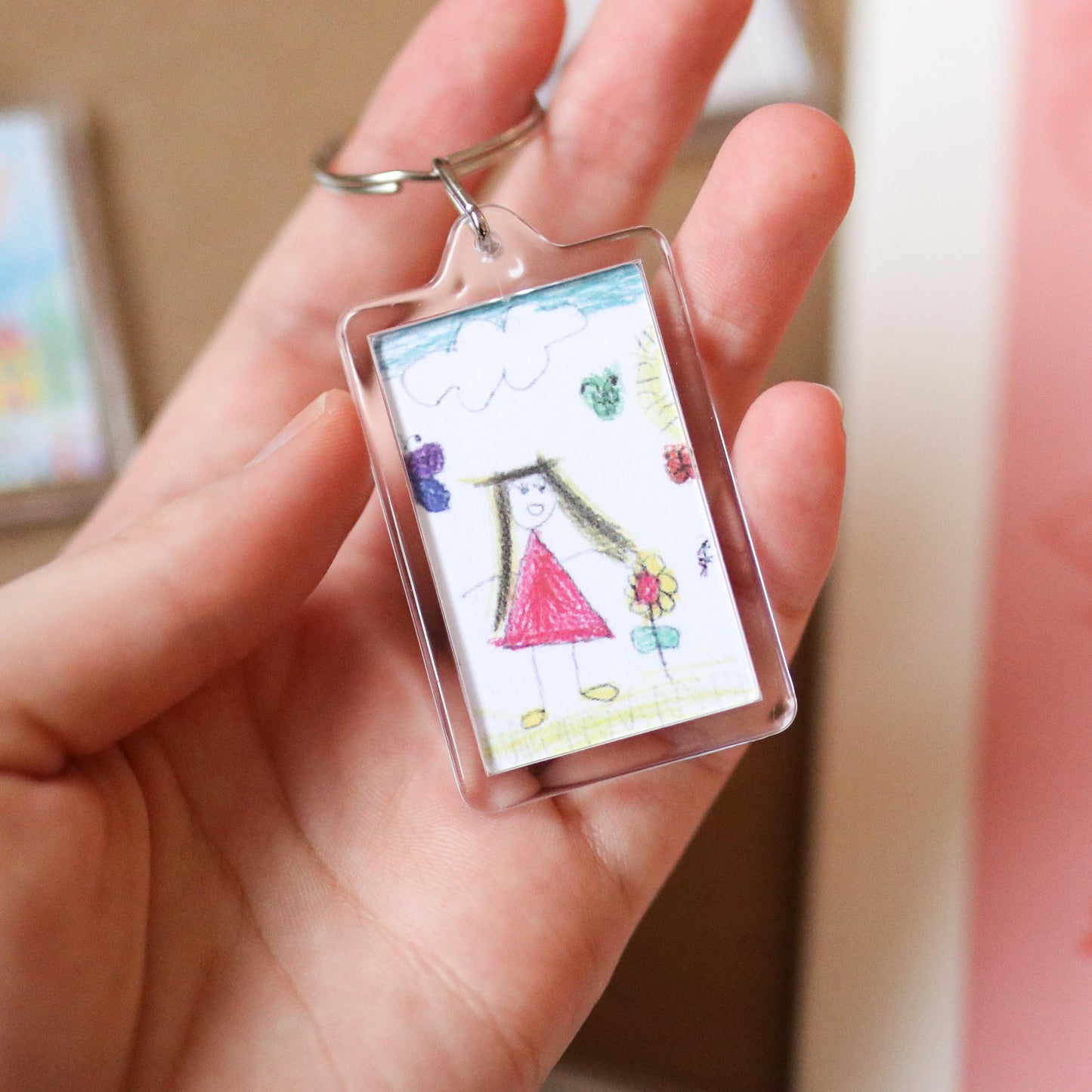 CUSTOM Kids' Artwork Keychains | sentimental, nostalgic, keepsake cute, custom gift idea, choose your own, photo gift, mom, mothers day, dad