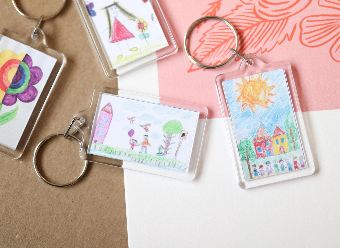CUSTOM Kids' Artwork Keychains | sentimental, nostalgic, keepsake cute, custom gift idea, choose your own, photo gift, mom, mothers day, dad