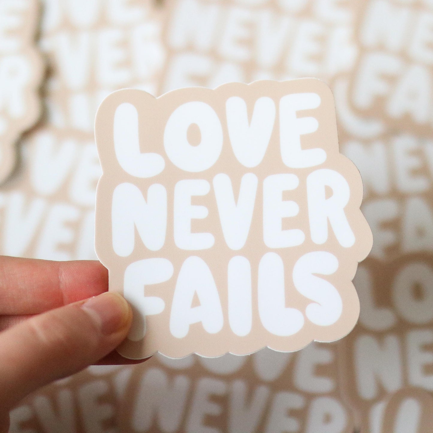 Love Never Fails Sticker | gift idea, laptop decal planner, Waterproof Hydro flask, Christian, Bible, Bible verse