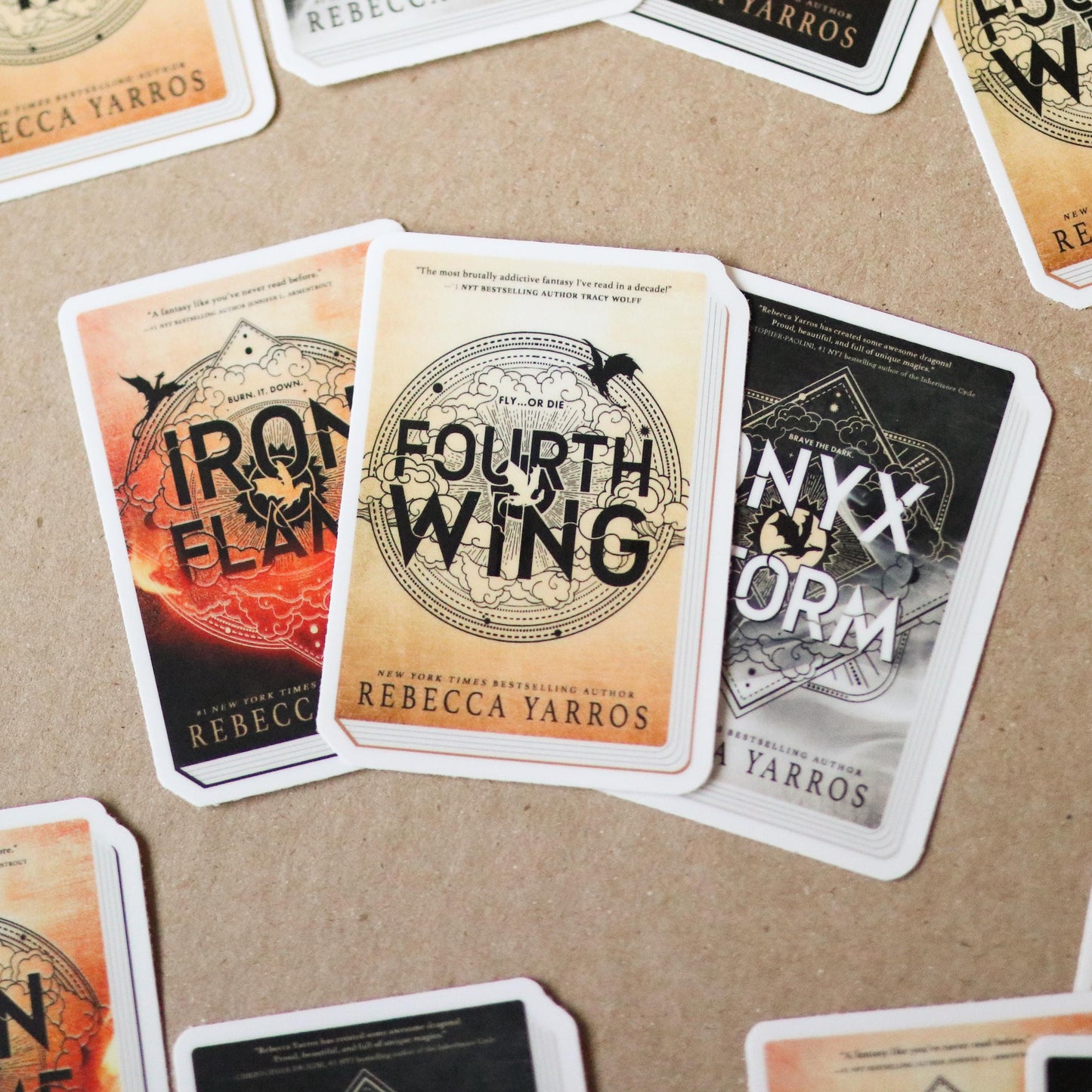 Fourth Wing Series Book Stickers (set of 3 stickers) | gift laptop waterproof booktok book lover reader iron flame fantasy onyx storm