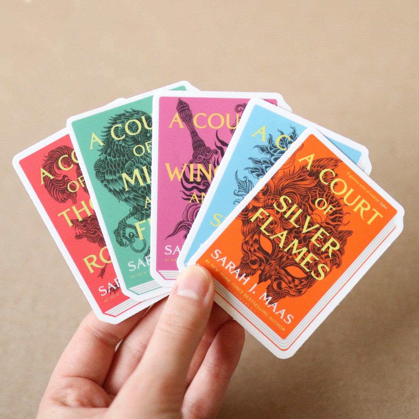 ACOTAR Book Series Stickers (set of 5 stickers) | a court of thorns and roses gift waterproof, reader bookworm aesthetic fantasy sara j maas