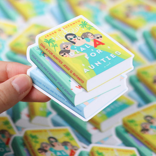 Dial A for Aunties Book Stack Sticker