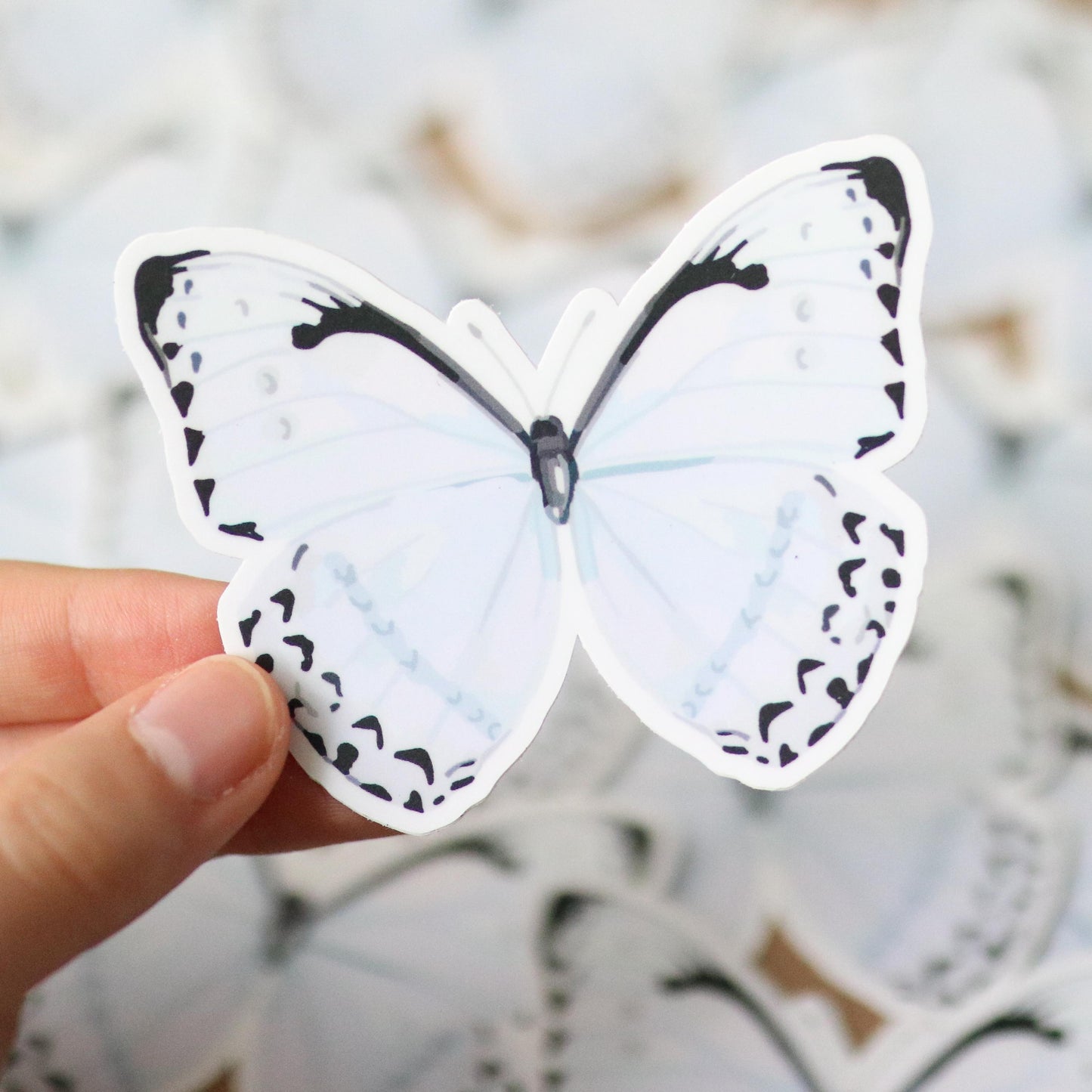 Pastel Blue Butterfly Sticker | gift laptop decal planner water bottle waterproof stickers garden light blue  aesthetic pretty