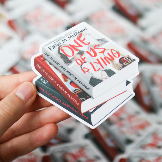 One of Us Is Lying Book Stack Sticker