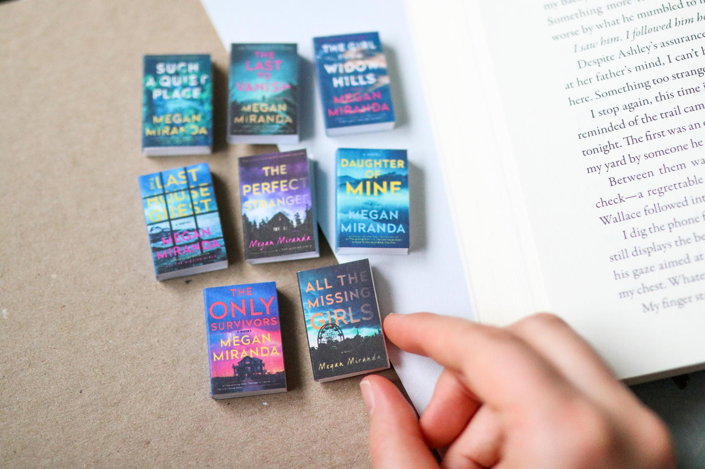 Handmade MINI Megan Miranda Books (set of 8 mini books)