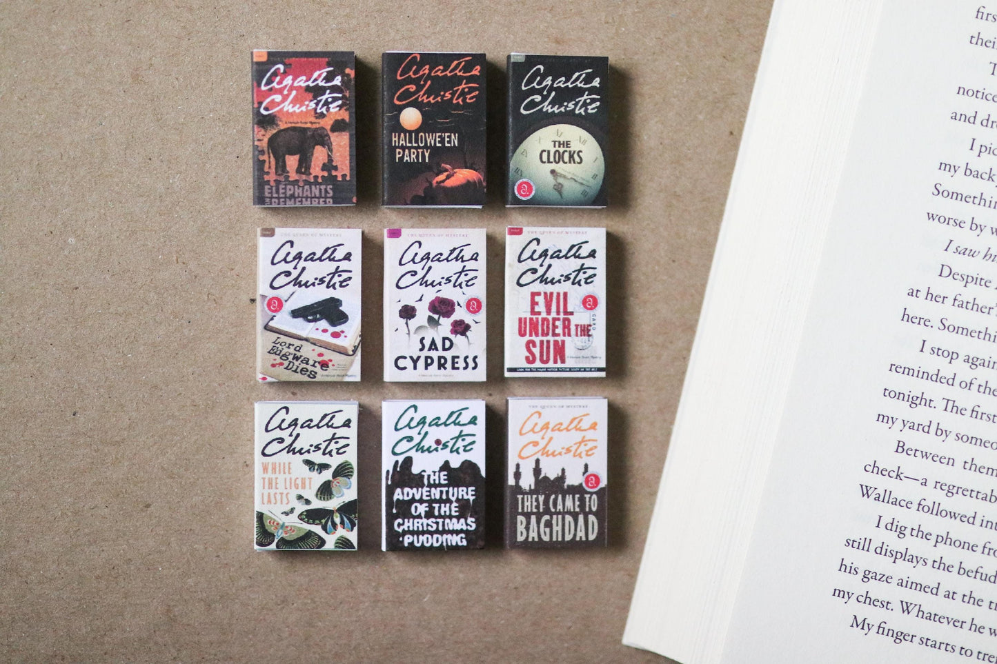 Handmade MINI Agatha Christie Books (set of 9 mini books)