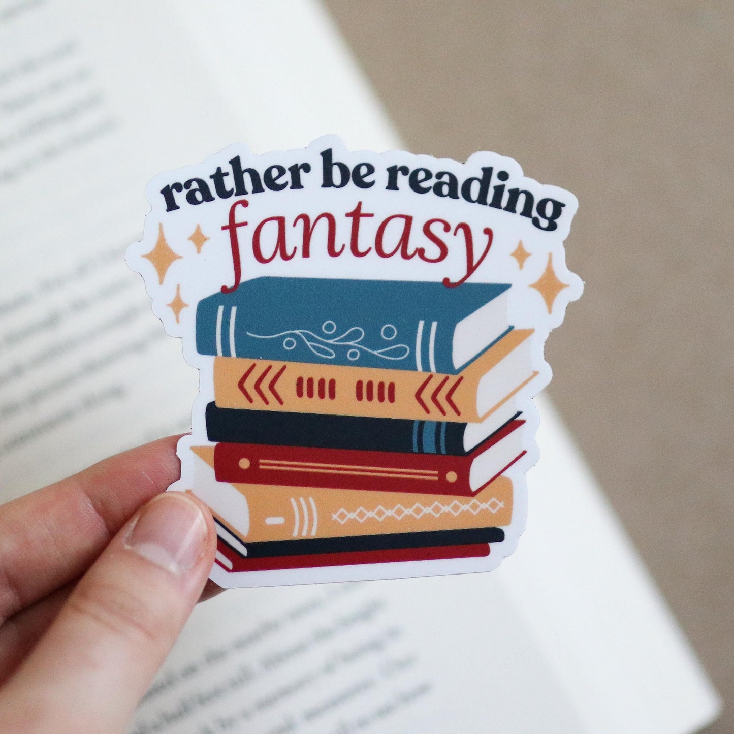 Rather be Reading Fantasy Books Sticker