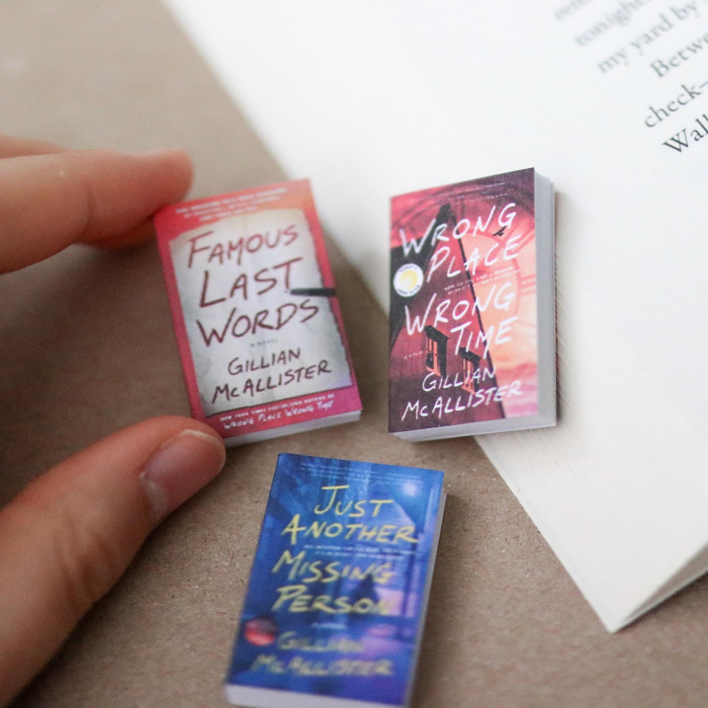 Handmade MINI Gillian McAllister Books (set of 3 mini books)