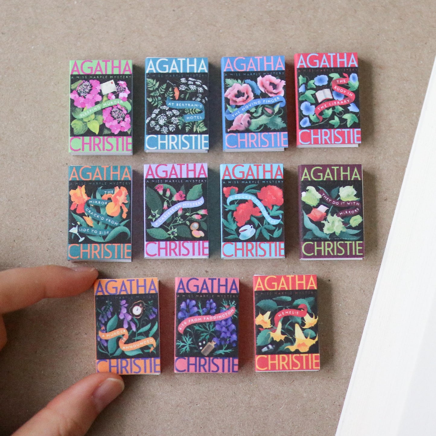 Handmade MINI Agatha Christie Books (set of 11 mini books)