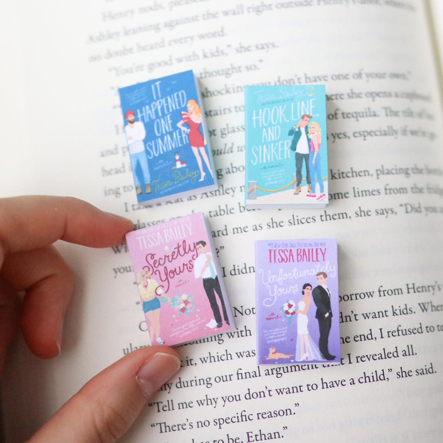 Handmade MINI Tessa Bailey Books (set of 4 mini books)