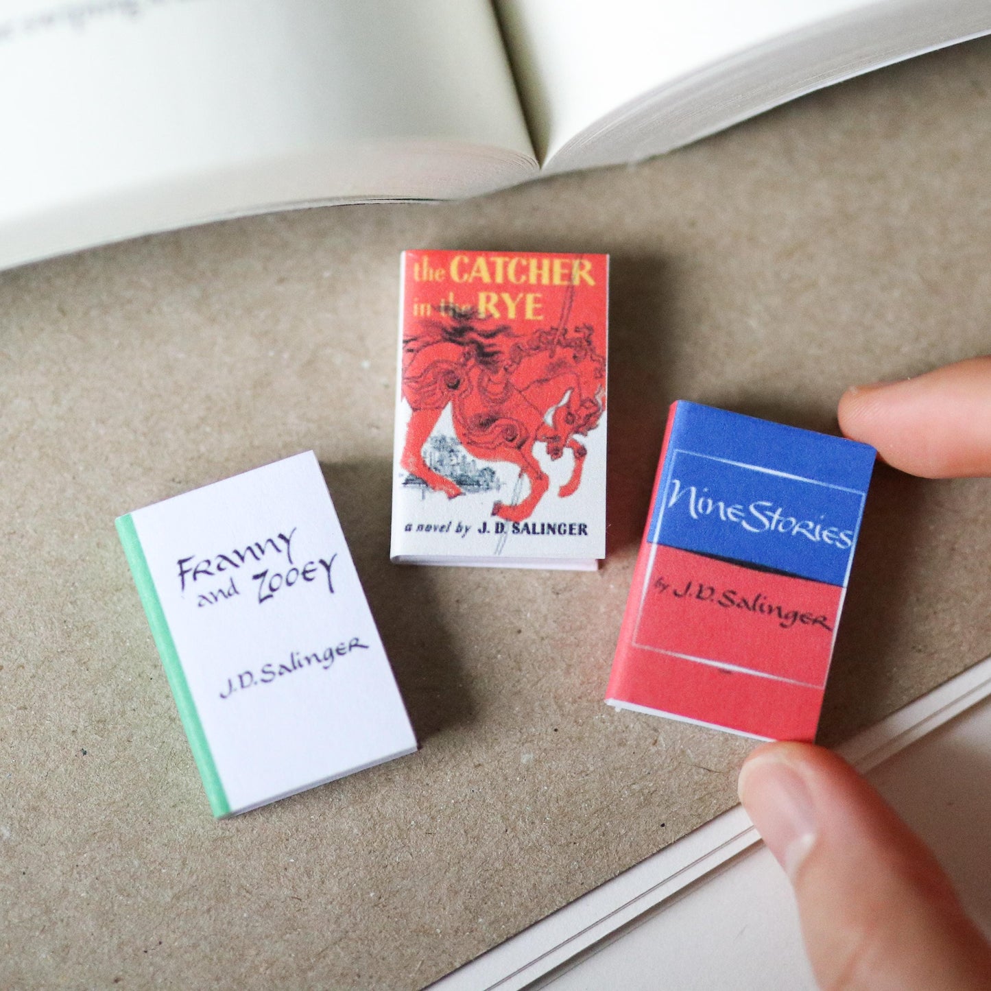Handmade MINI J.D. Salinger Books (set of 3 mini books)
