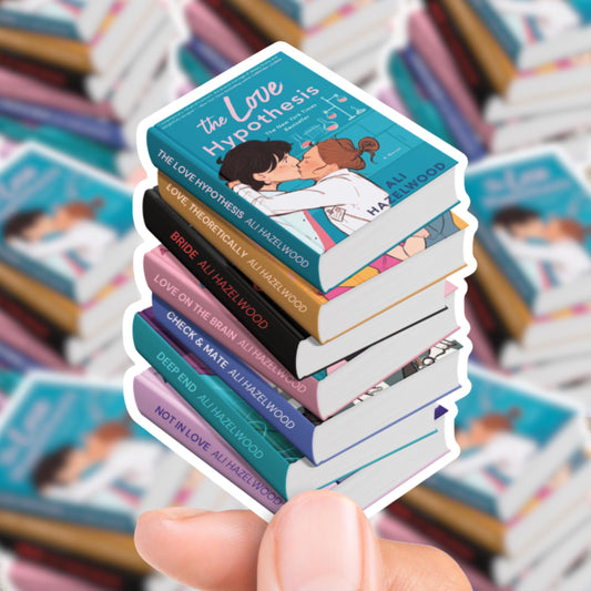 Ali Hazelwood Book Stack Sticker