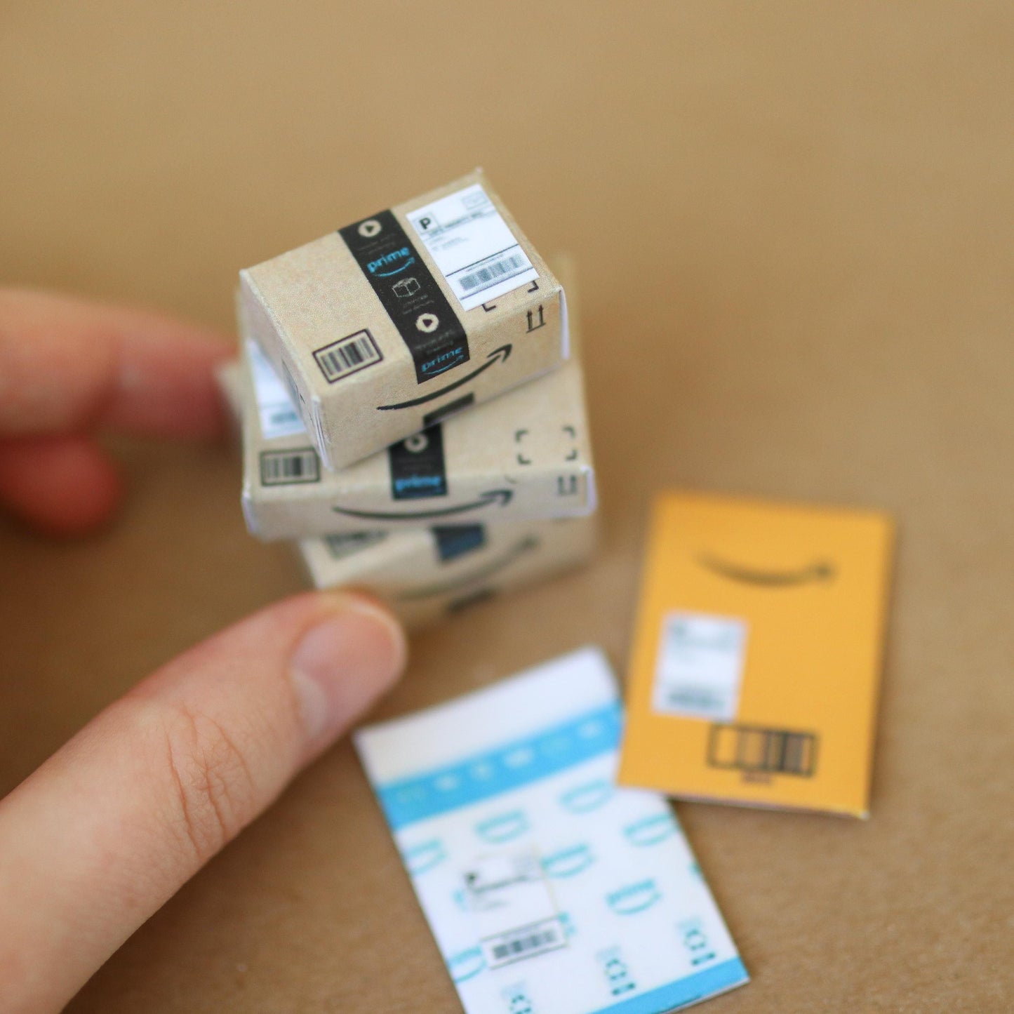 Handmade MINI Delivery Packages / Boxes (set of 5 mini items) Miniature tiny dollhouse shipping cute accessories collectables parcel mail