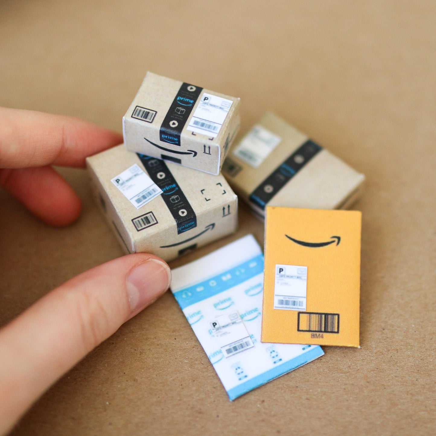 Handmade MINI Delivery Packages / Boxes (set of 5 mini items) Miniature tiny dollhouse shipping cute accessories collectables parcel mail