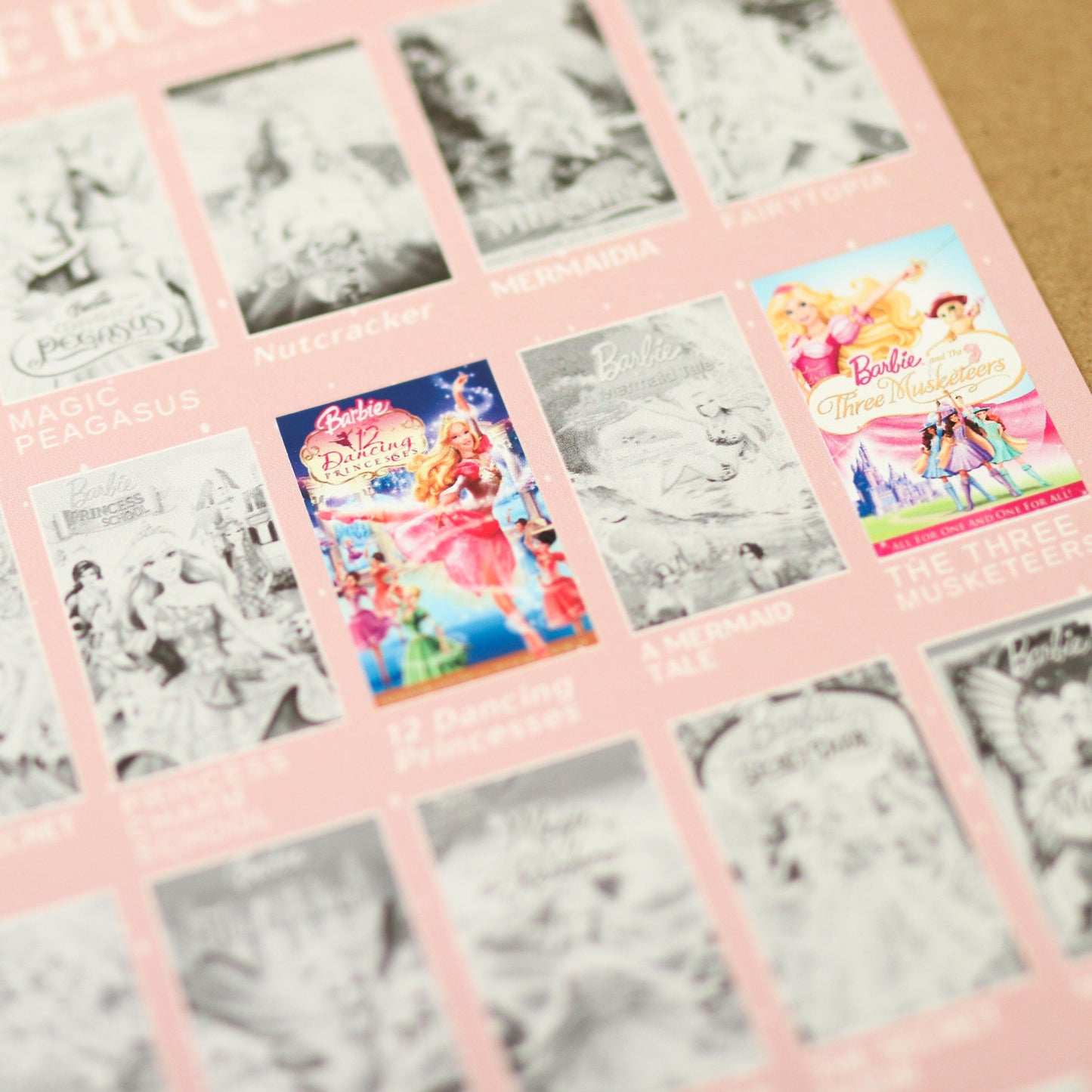 Nostalgic Princess MOVIE Bucket List STICKER Poster | 35 Stickers, Fun Movie Bucket List Gift for Magical Movie Lovers 90s & 2000s
