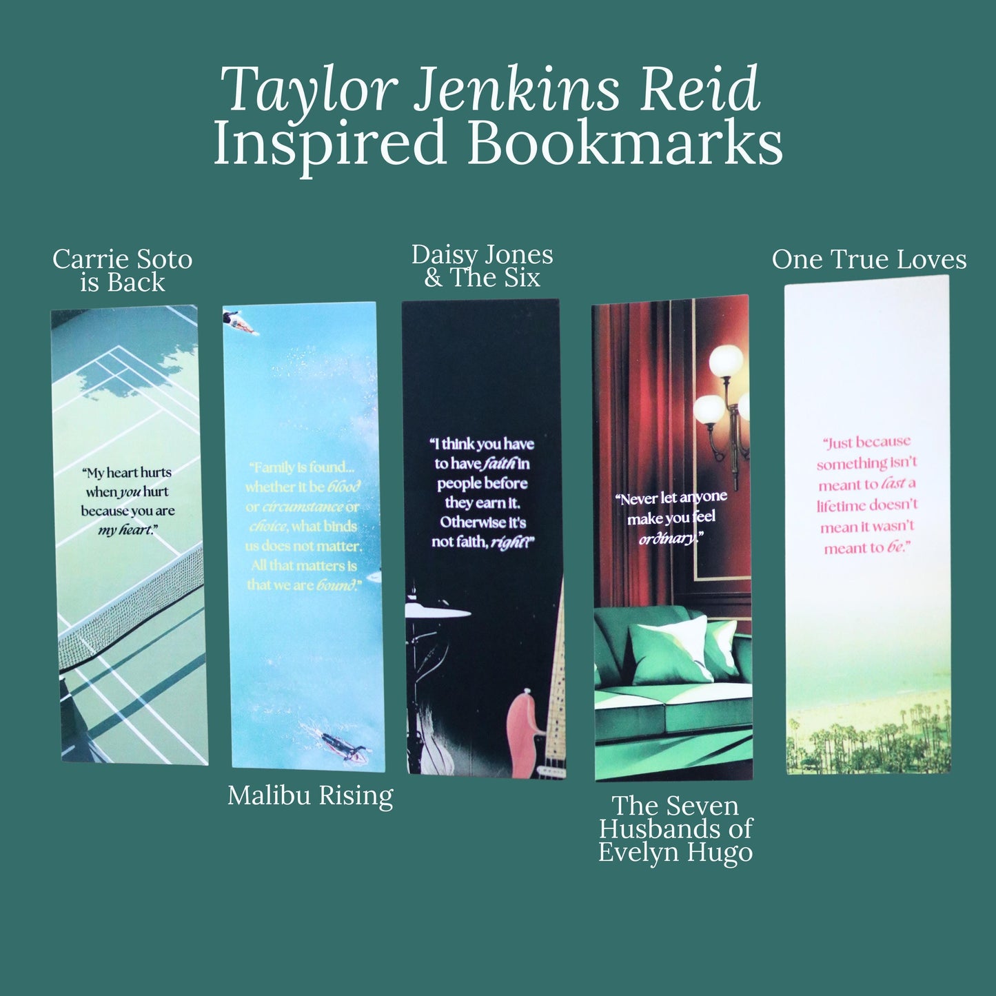 Taylor Jenkins Reid inspired Bookmarks (set of 5)