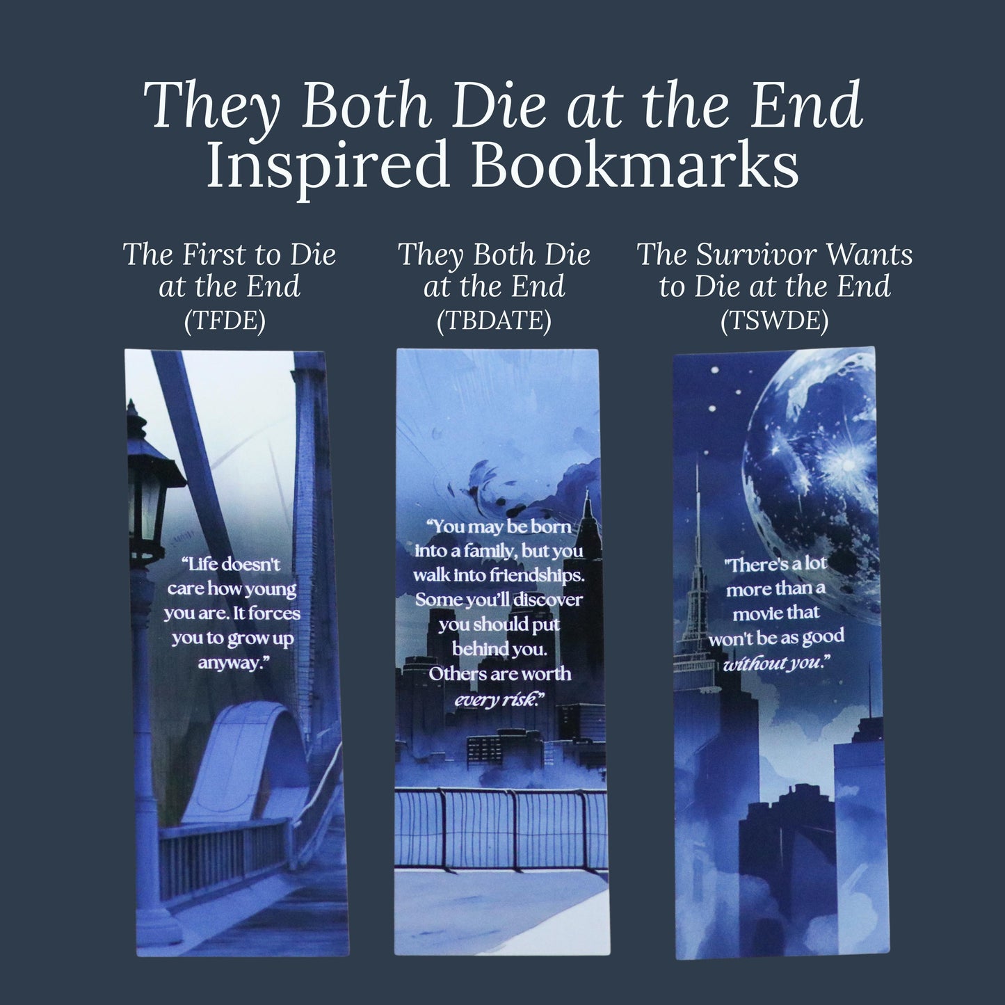 They Both Die at the End Inspired Bookmarks (set of 3)