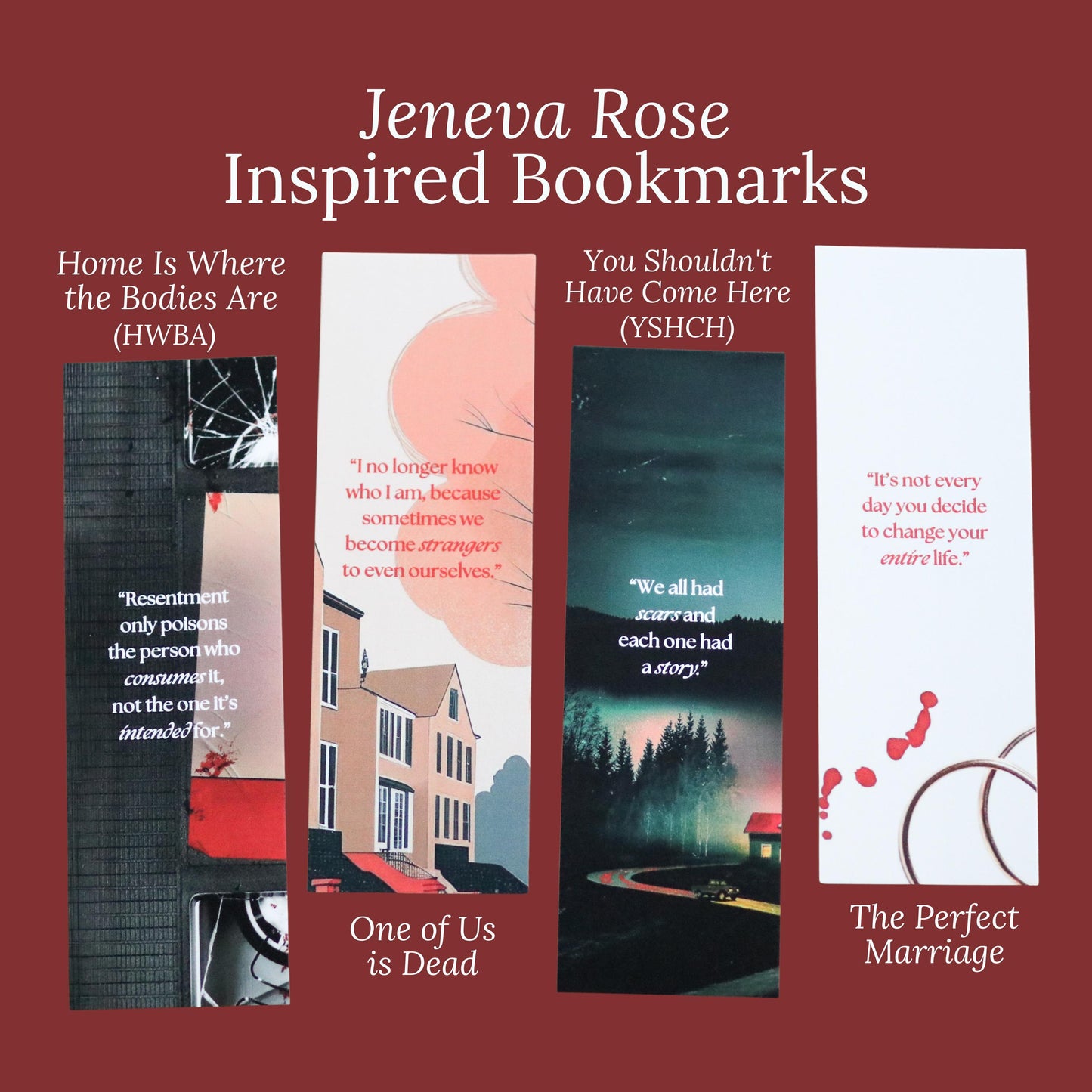 Jeneva Rose Thriller inspired Bookmarks (set of 4)