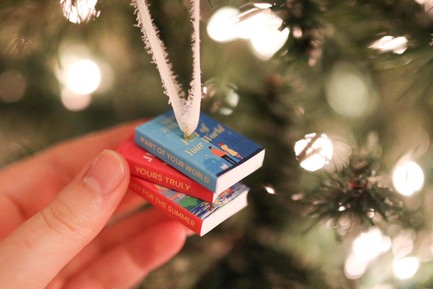 Abby Jimenez Mini Book Stack Ornament | handmade christmas just for the summer, reader, romance, Miniature, tiny books, booktok, yours truly