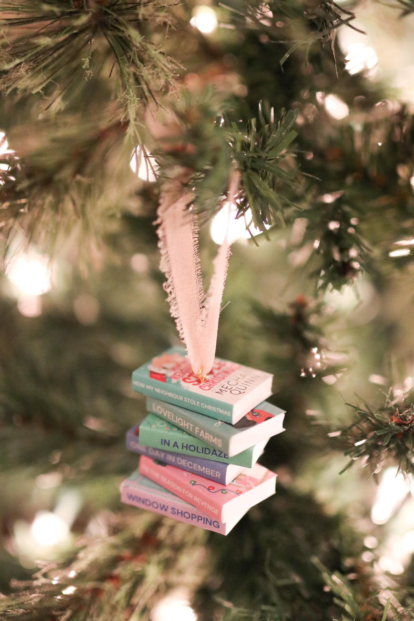 Christmas Romance Mini Book Stack Ornament