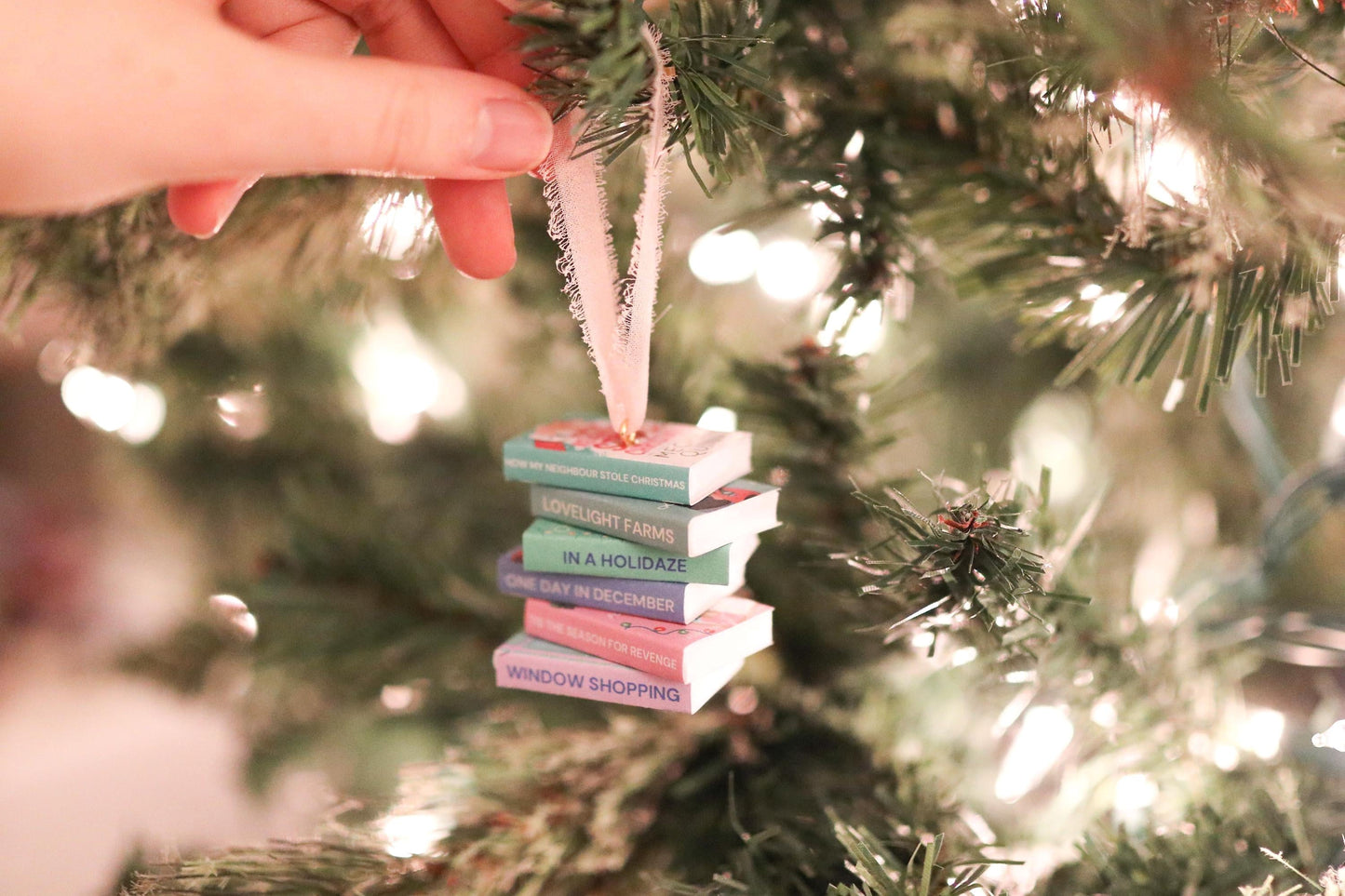 Christmas Romance Mini Book Stack Ornament