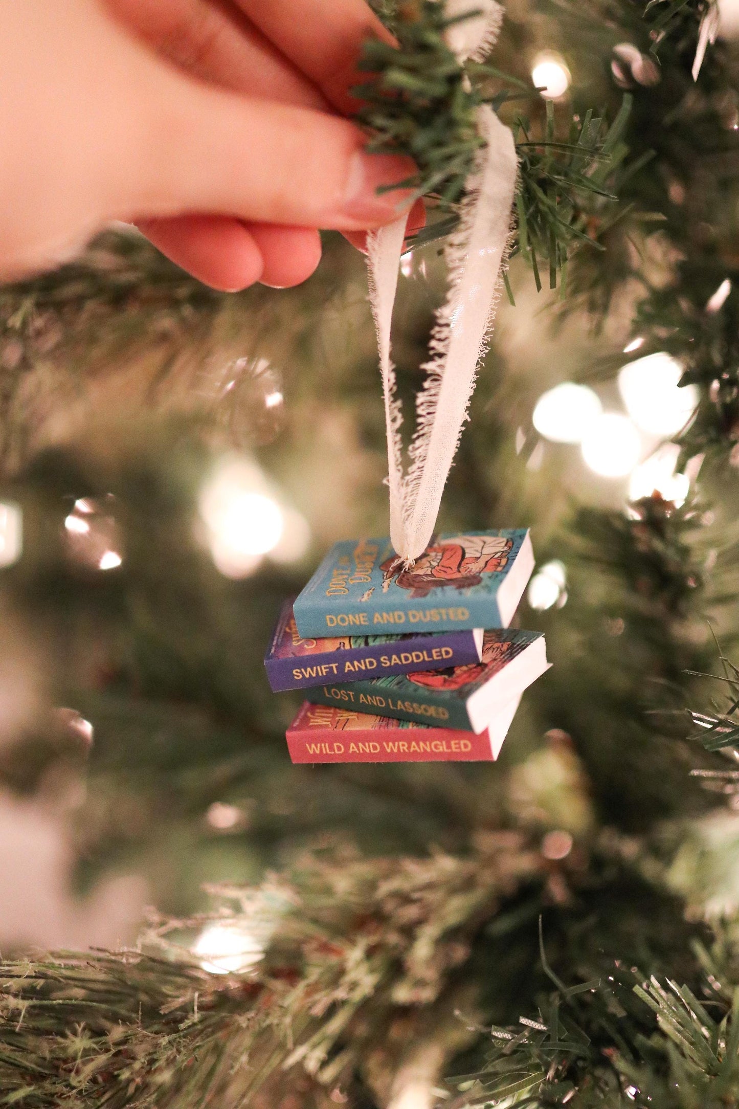 Rebel Blue Ranch Mini Book Stack Ornament