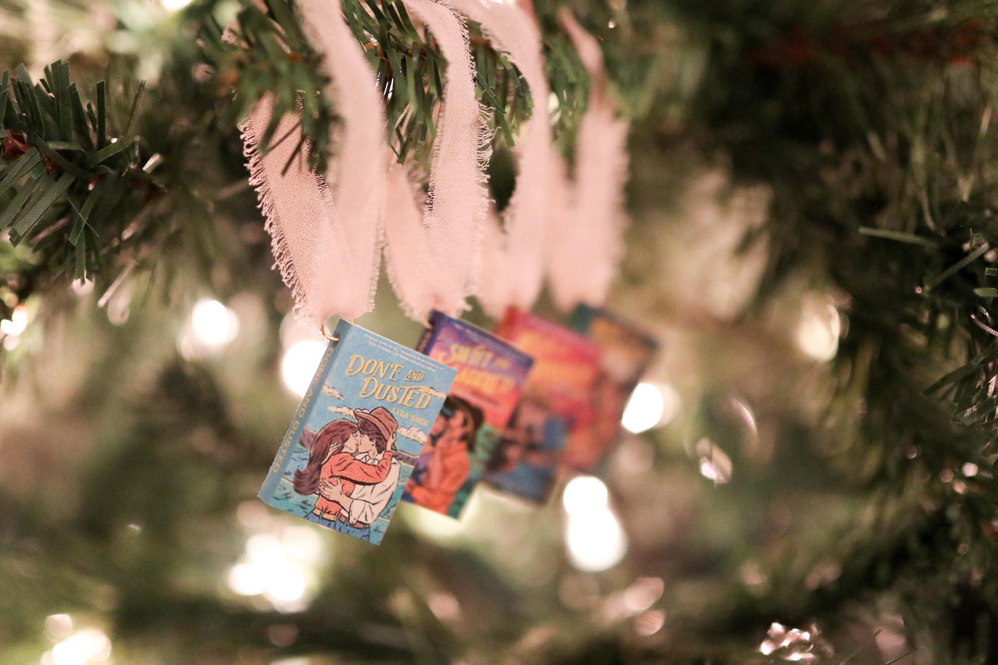 Rebel Blue Ranch Mini Book Ornaments | handmade christmas (set of 4) romance, Miniature, tiny books, western Done and Dusted Lyla Sage
