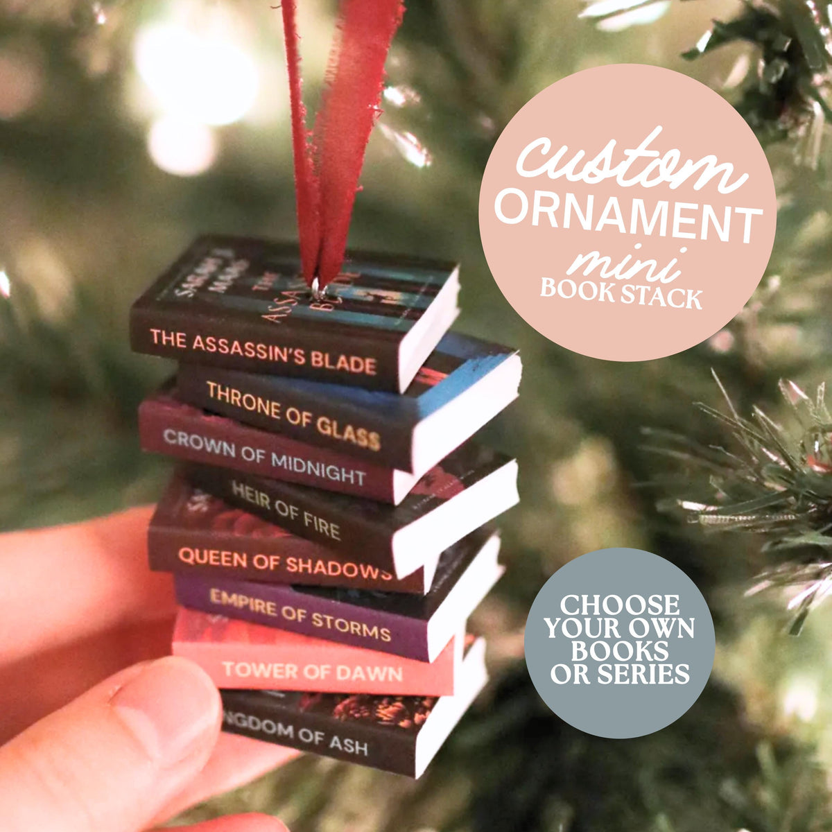 CUSTOM Mini Book Stack Ornament