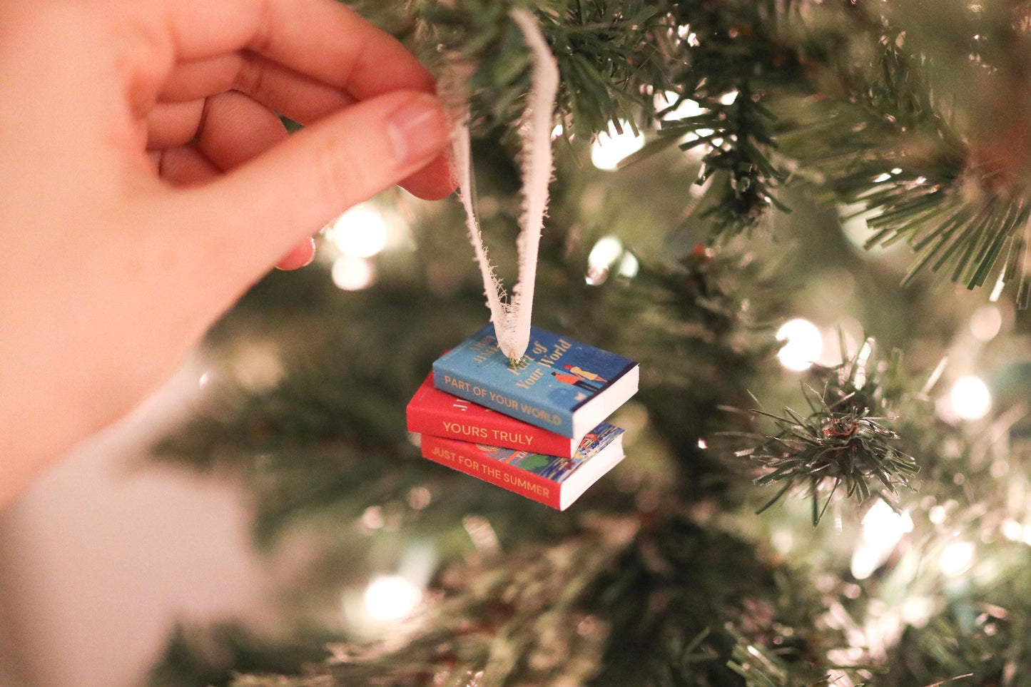 Abby Jimenez Mini Book Stack Ornament | handmade christmas just for the summer, reader, romance, Miniature, tiny books, booktok, yours truly