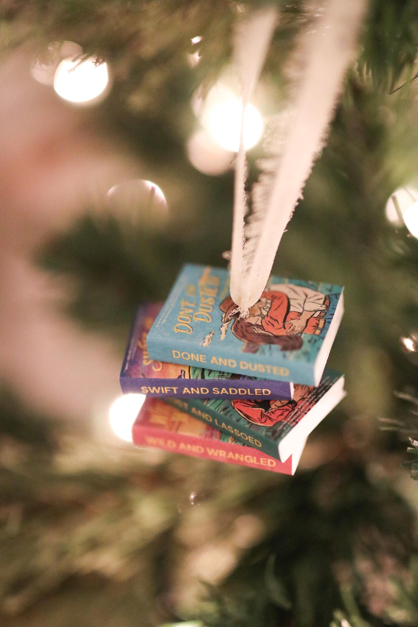 Rebel Blue Ranch Mini Book Stack Ornament