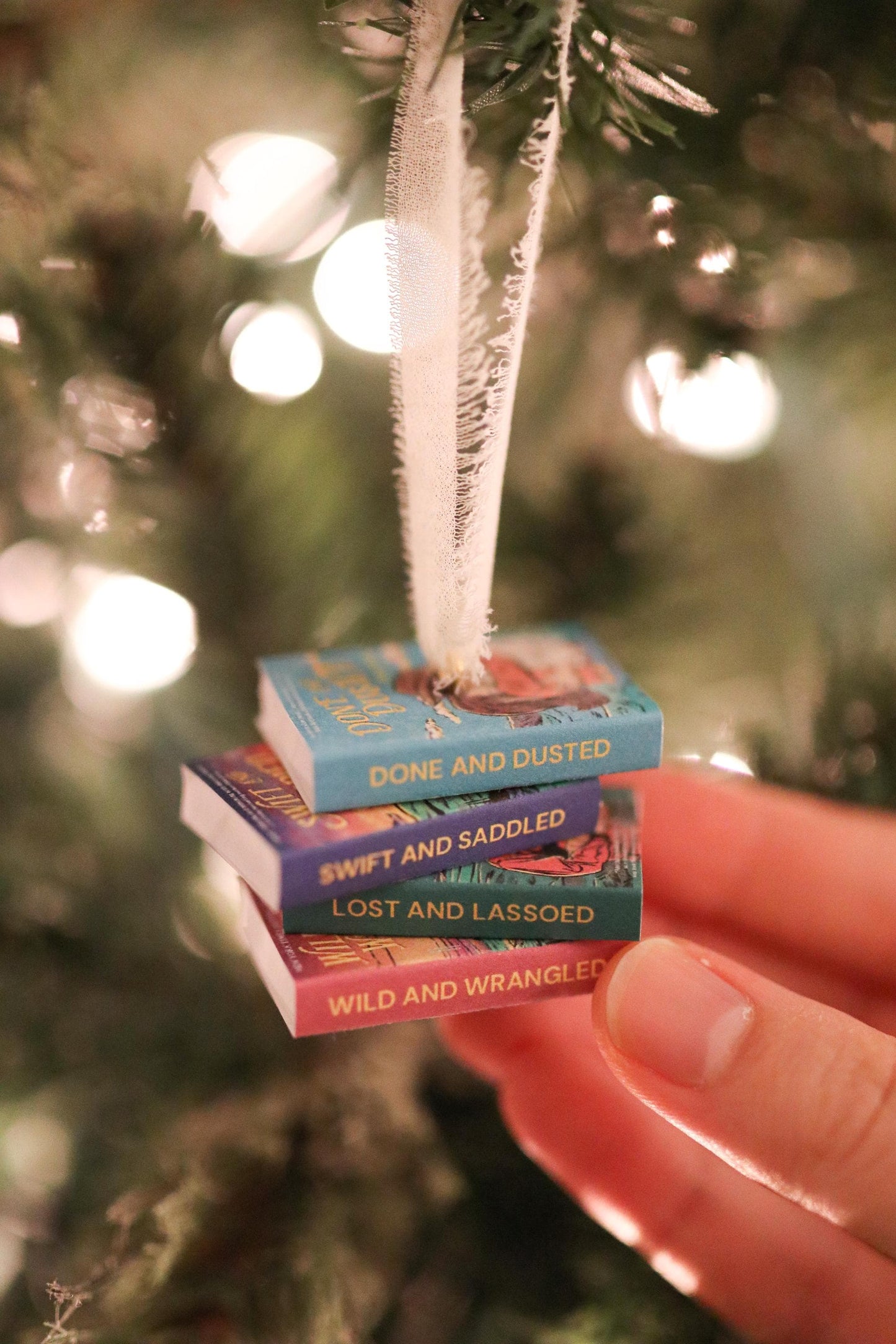 Rebel Blue Ranch Mini Book Stack Ornament