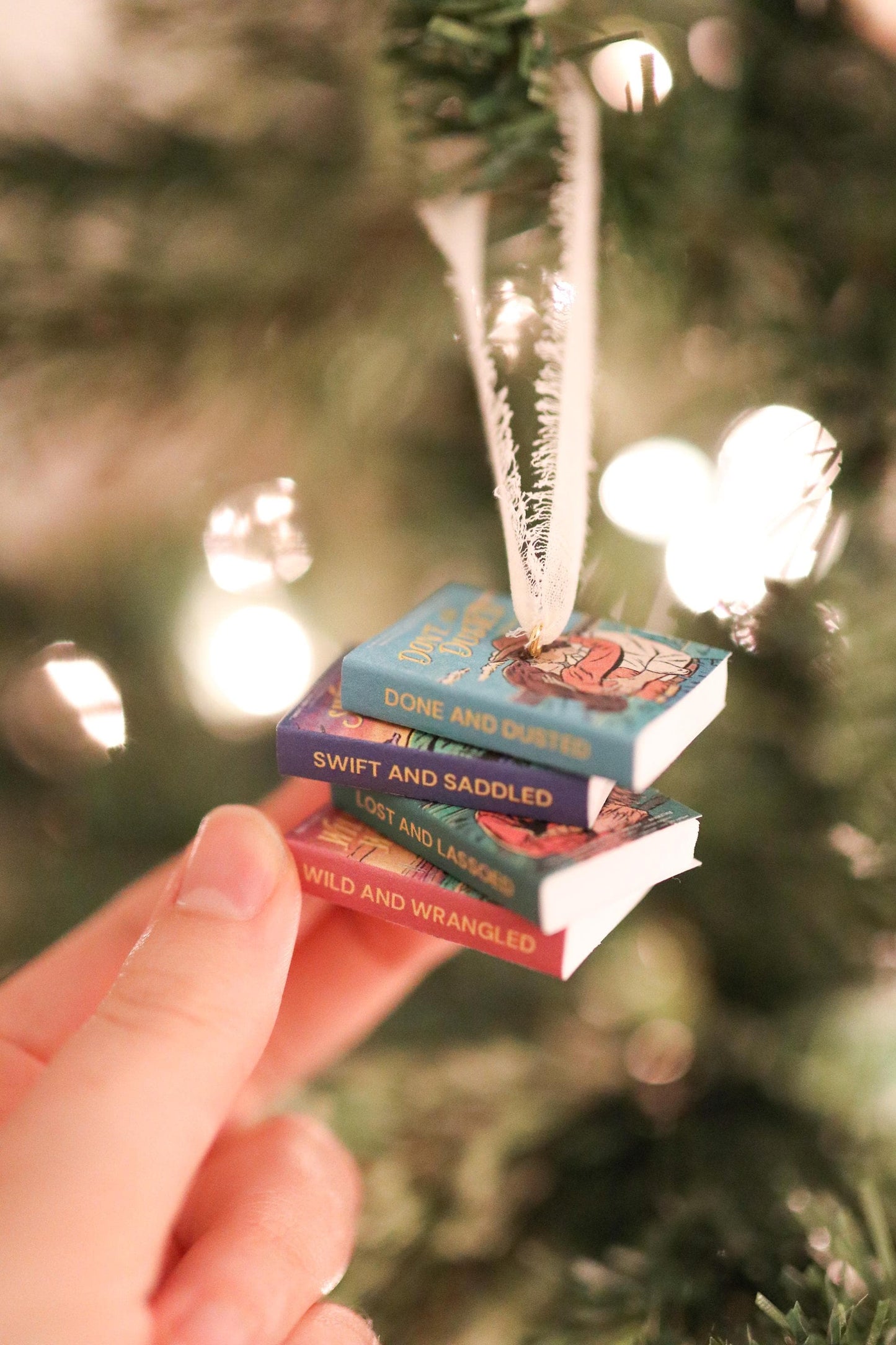 Rebel Blue Ranch Mini Book Stack Ornament