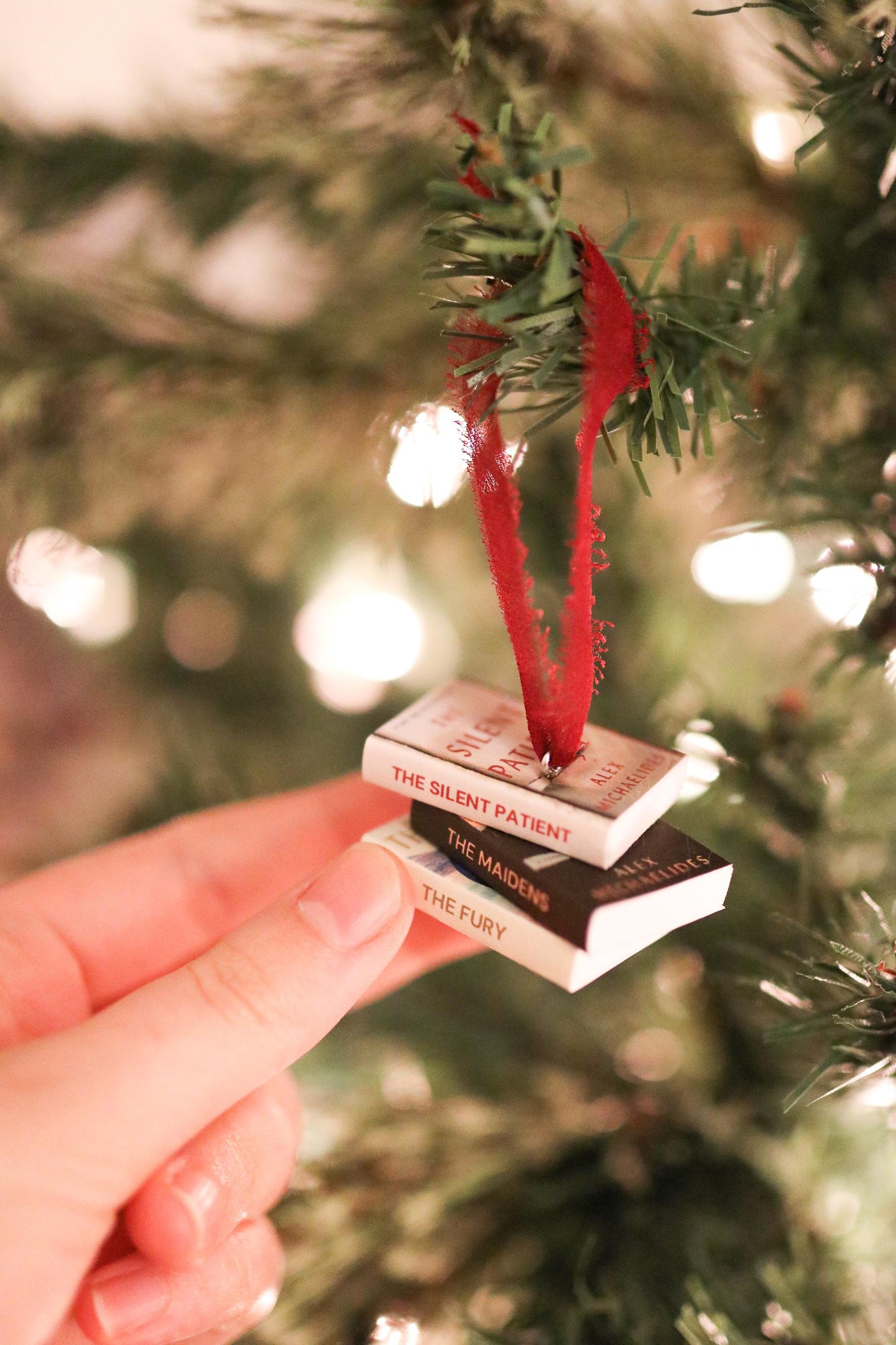 Alex Michaelides Mini Book Stack Ornament