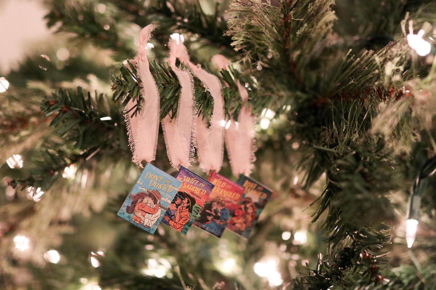 Rebel Blue Ranch Mini Book Ornaments | handmade christmas (set of 4) romance, Miniature, tiny books, western Done and Dusted Lyla Sage