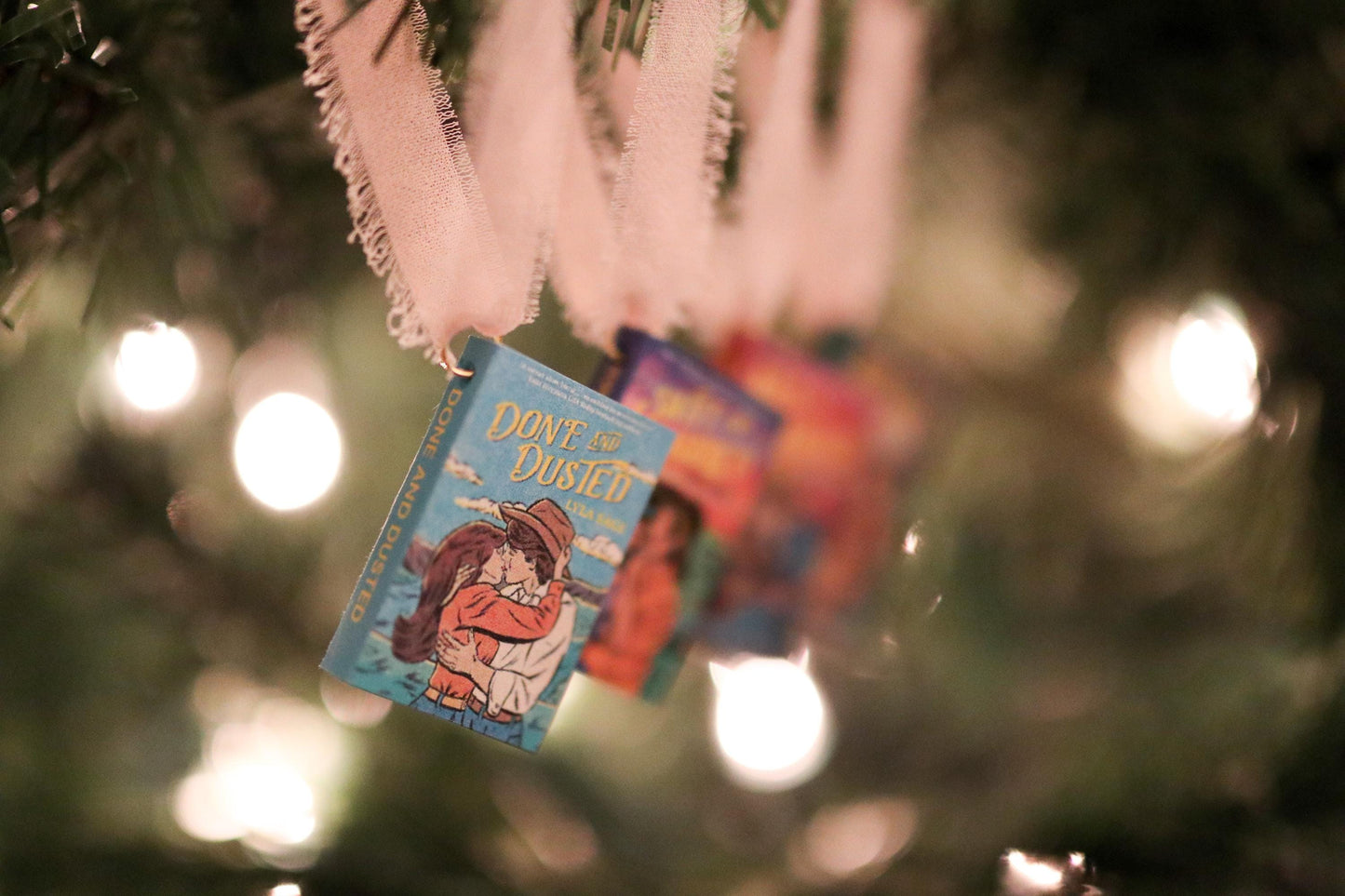 Rebel Blue Ranch Mini Book Ornaments | handmade christmas (set of 4) romance, Miniature, tiny books, western Done and Dusted Lyla Sage