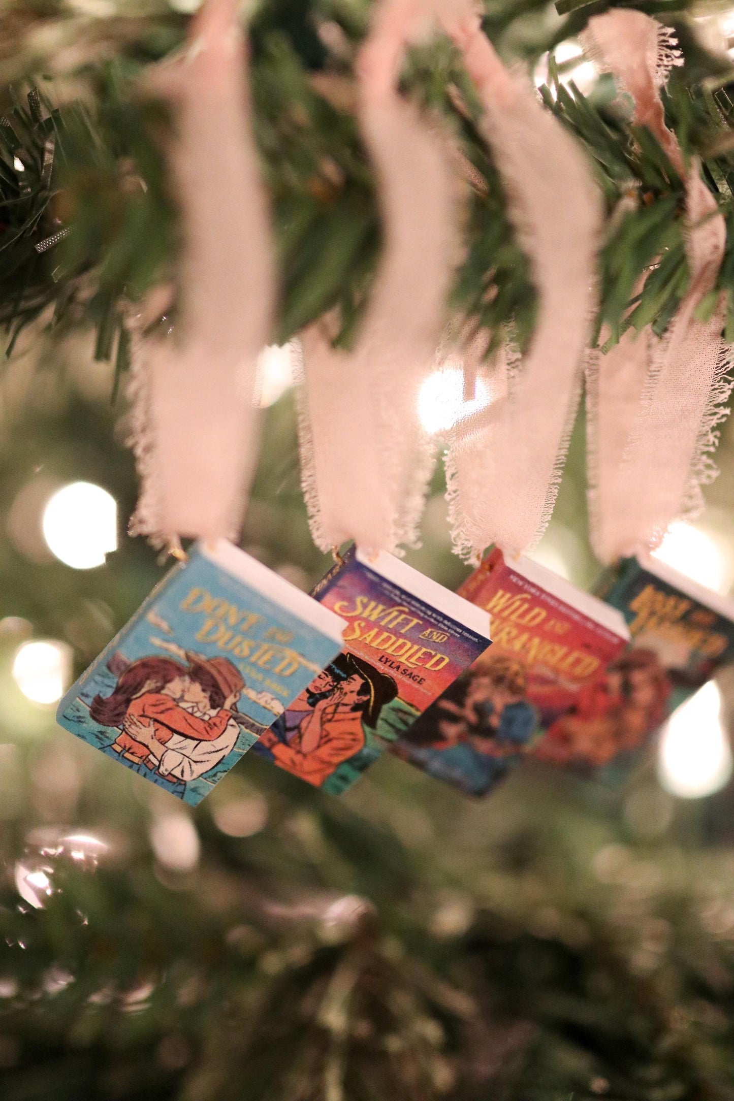 Rebel Blue Ranch Mini Book Ornaments | handmade christmas (set of 4) romance, Miniature, tiny books, western Done and Dusted Lyla Sage