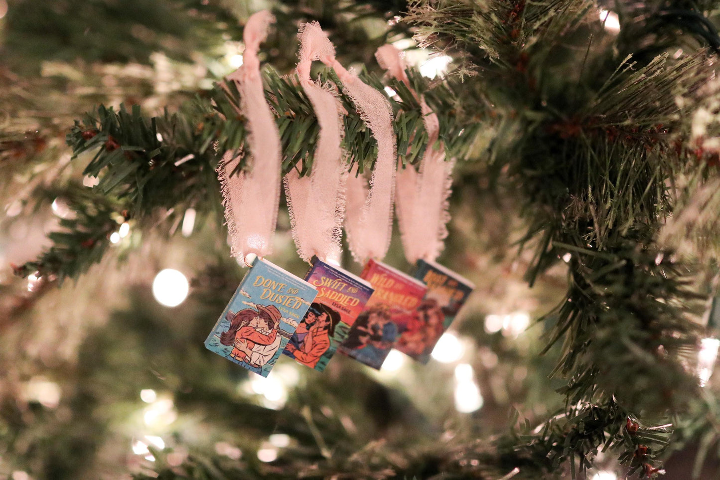 Rebel Blue Ranch Mini Book Ornaments | handmade christmas (set of 4) romance, Miniature, tiny books, western Done and Dusted Lyla Sage