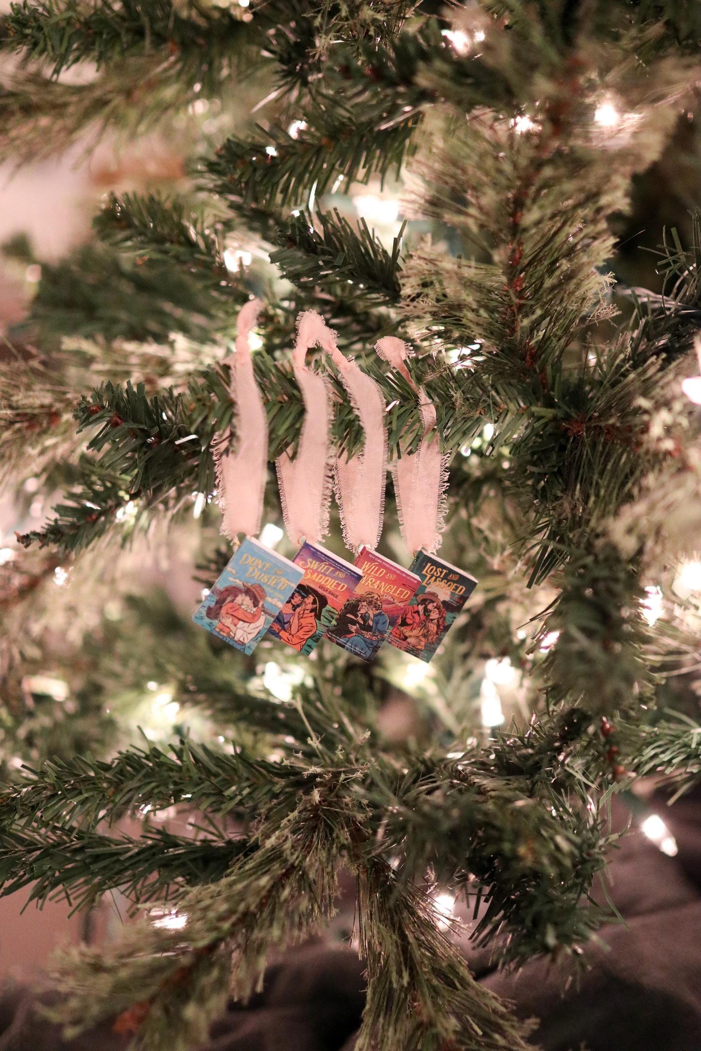 Rebel Blue Ranch Mini Book Ornaments | handmade christmas (set of 4) romance, Miniature, tiny books, western Done and Dusted Lyla Sage